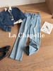 专柜实拍【时髦通勤】拉夏贝尔/La Chapelle显瘦有型单扣后腰撞色标简约设计感微弹直筒窄版牛仔裤 商品缩略图2