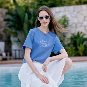 【百图lulu定制】【蕾丝字母T】 设计感  蕾丝字母  圆领  短袖T恤