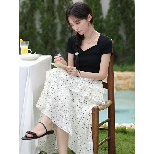 鹿向南【0405/20:00新品前1小时7折限量100件】白色波点半身裙 商品图2