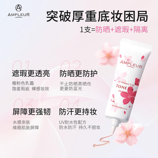效期至28年7月！！！AMPLEUR水润亮白清透防晒乳30g和樱花肤感大防晒50g 商品图6