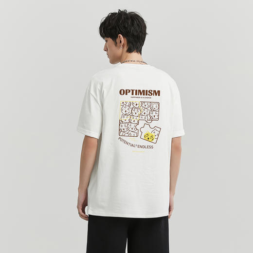 gxgjeans男装【100%棉】男士T恤26夏款重磅舒适透气落肩印花短袖男K&C 商品图2