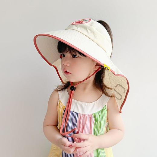 宝宝防晒帽子夏季遮阳防紫外线披肩护脖帽男女宝宝可爱大檐空顶帽8个月-4岁 商品图1