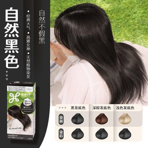 【跨境】花王Liese泡沫染发剂自然黑色115ml*2（独立包装） 商品图1