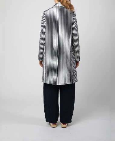 apuntob 竖条纹中长款翻领外套 商品图2