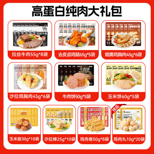 【高蛋白83包肉】袋鼠先生纯肉大礼包，爆款新品集合，拍一到手83包肉 商品图1