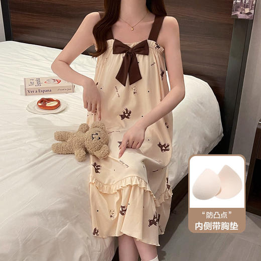 2026年短袖睡裙女夏季薄款棉质带胸垫家居服防凸点可外穿套装新款新品 商品图2
