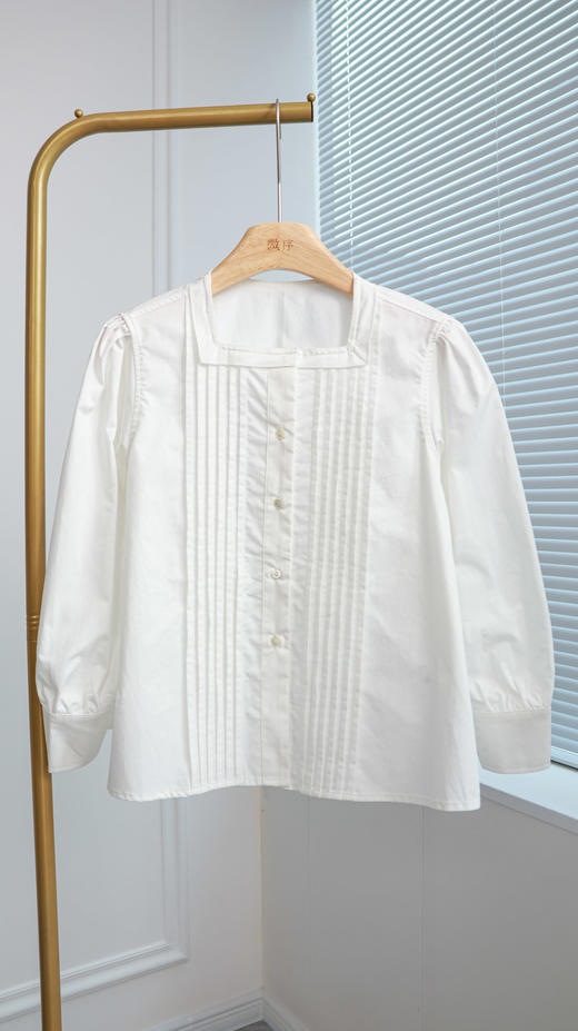 初夏恋曲|法式风琴褶方领衬衫 商品图0