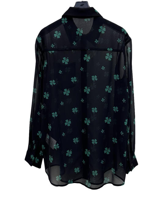 女款四叶草薄纱长袖衬衫短裤套装he010 商品图1