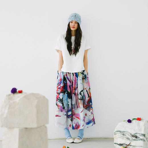 绽放174朵/「余味-2」花半裙*zijun联名系列亚麻印花中长款半身裙 商品图2