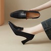 【预售5天】法式复古方头粗跟高跟鞋真皮一脚蹬深口单鞋职业工作鞋通勤女鞋&M6713 商品缩略图2
