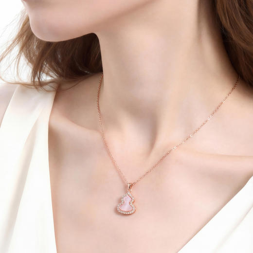 三彩2026新款玫瑰金葫芦吊坠项链轻奢锆石福禄吉祥小众复古气质女 商品图1