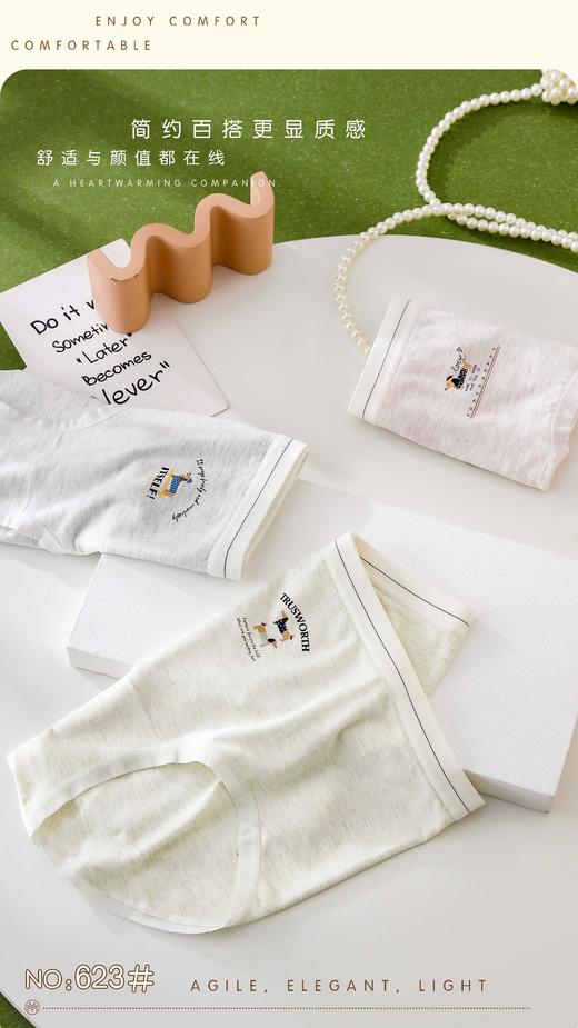 女士卡通印花无缝内裤彩纱三角裤高弹透气舒适0623 商品图2