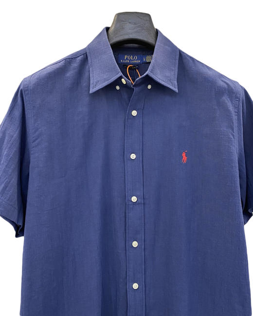 男款刺绣亚麻短袖衬衫la 商品图2