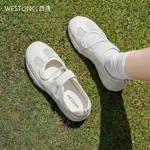 西遇运动玛丽珍鞋女2026新款夏季魔术贴爆款德训鞋透气镂空休闲鞋V0566341 商品图0