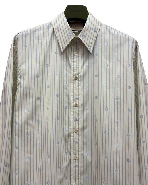 中性款条纹刺绣长袖衬衫zh012 商品图2