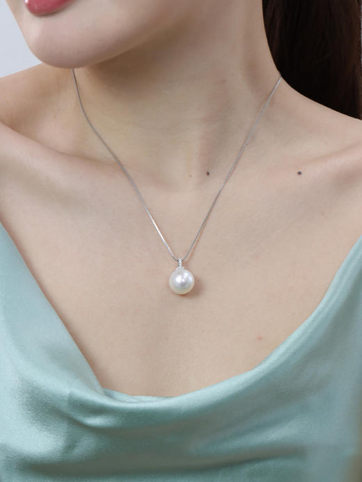 【日本溯源之旅】18k金澳白珍珠钻石吊坠14-15mm 钻石分数:0.07ct（展会产品拍下后不支持7天无理由退换货） 商品图1