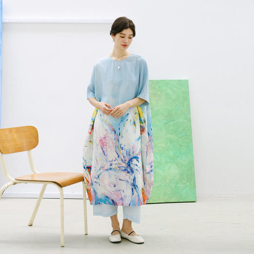 绽放176朵/「余味-1」连衣裙*zijun联名系列干丝底印花茧型长裙子 商品图1