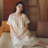 全棉双层纱~春夏纯棉短袖睡裙女士 透气纱布短袖睡衣夏天夏款全棉家居服夏 商品缩略图5
