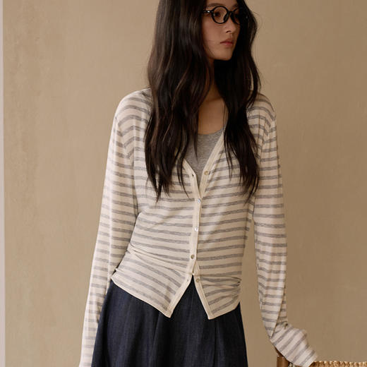 2026 新款 天丝莫代尔开衫女 春夏蚕丝羊毛亲肤轻薄纽扣长袖针织上衣 商品图1