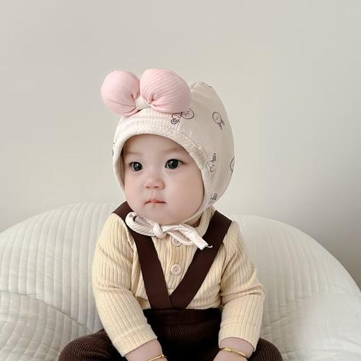 婴儿帽子春秋薄款女宝宝婴幼儿胎帽新生囟门春秋季防风护耳帽男宝 商品图3