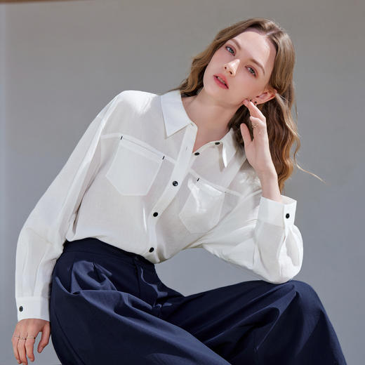 【百图lulu定制】【呼吸感白衬衫】时髦 松弛感  长袖 白色衬衫 商品图0