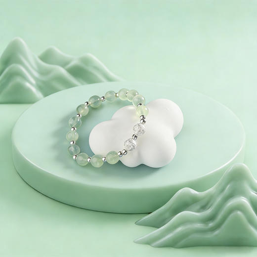 【宏艺珠宝】青岫衔光·足银葡萄石手串 商品图2