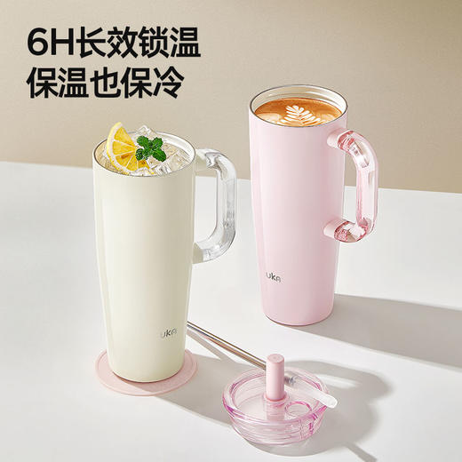 UKA大容量BLING星闪冰霸杯车载高颜值吸管杯保温保冷办公手柄水杯 商品图3
