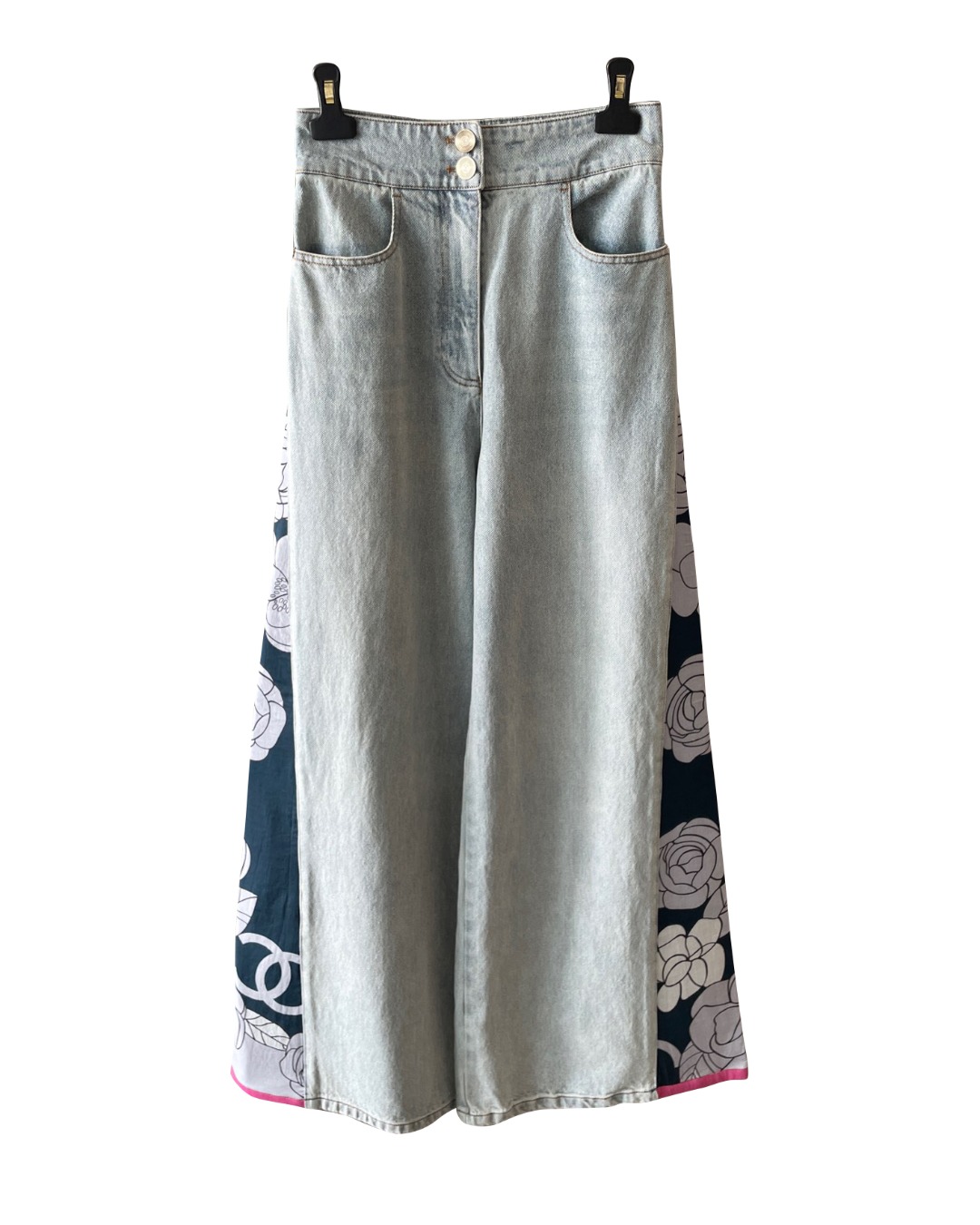 女款山茶花阔腿裤牛仔裤长裤la025