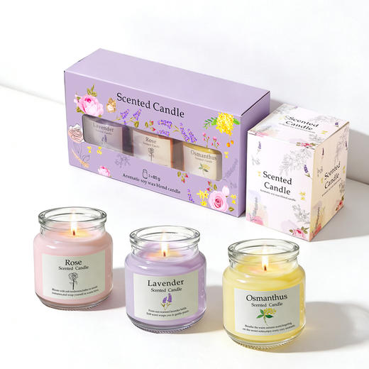 【浪漫香调！无烟燃烧】3色玫瑰桂花薰衣草香薰蜡烛杯蜡香氛蜡烛浪漫伴手礼生日礼物蜡烛。xb 商品图2