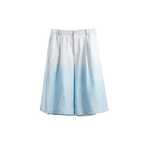 绽放182朵/晴空裤*zijun联名系列水洗皱棉亚麻渐变印花裙裤女中裤 商品图4