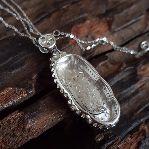 【天然正品】A货翡翠AU750收藏级白金镶钻镶天然细腻满绿冰种叶子造型（金枝玉叶）翡翠吊坠项链41.5*16.9*7.8MM（皆取最大值）131125AH21 商品图6