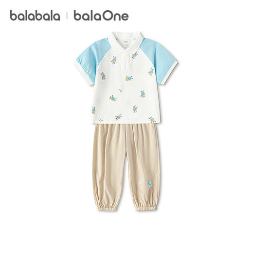 巴拉巴拉男童短袖套装儿童宝宝2026新款夏装插肩袖精致小熊两件套 商品图4