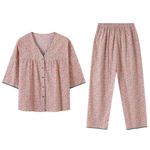 睡衣女春秋季带胸垫七分袖九分裤新款开衫大码夏季薄款家居服套装 商品图4