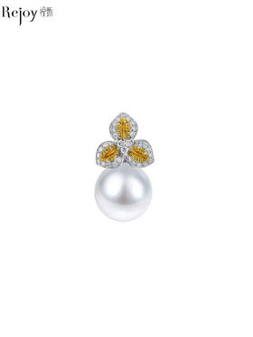 【日本溯源之旅】三叶草-18k金澳白珍珠钻石吊坠 12-13mm 钻石分数:0.3ct（展会产品拍下后不支持7天无理由退换货）