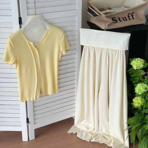 【89元/整套|韩系仙女套装】收腰木耳上衣+飘逸仙女裙裤，温柔显瘦 商品图5