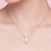 三彩2026新款玫瑰金四叶草海棠纹吊坠项链轻奢锆石法式幸运温柔女 商品缩略图1
