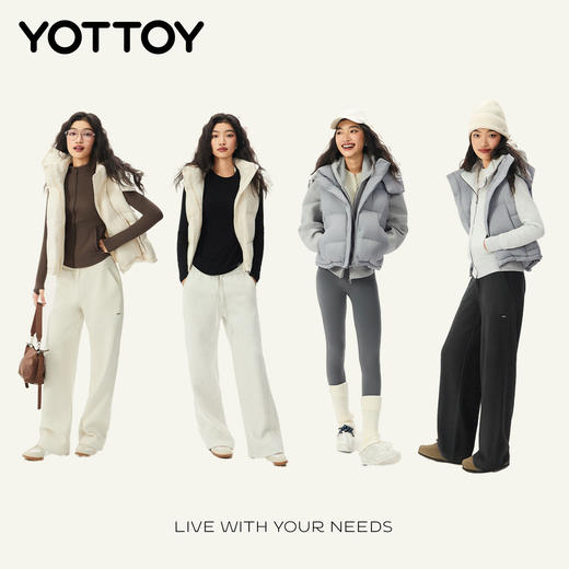 YOTTOY 90白鸭绒云朵面包羽绒马甲女宽松轻薄保暖棉服外套连帽冬 商品图4