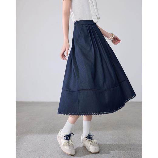 【百图lulu定制】【假日裙】裙身镂空 下摆蕾丝  流动感 A字半裙 商品图3