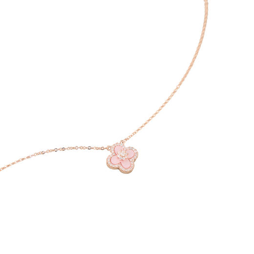 三彩2026新款玫瑰金四叶草海棠纹吊坠项链轻奢锆石法式幸运温柔女 商品图2