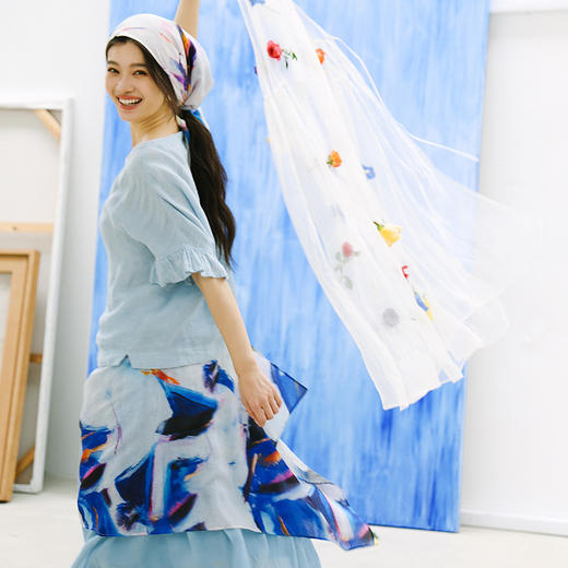 绽放183朵/「绽放-1」围裙*zijun联名系列天丝锦印花可调节屁帘女 商品图1