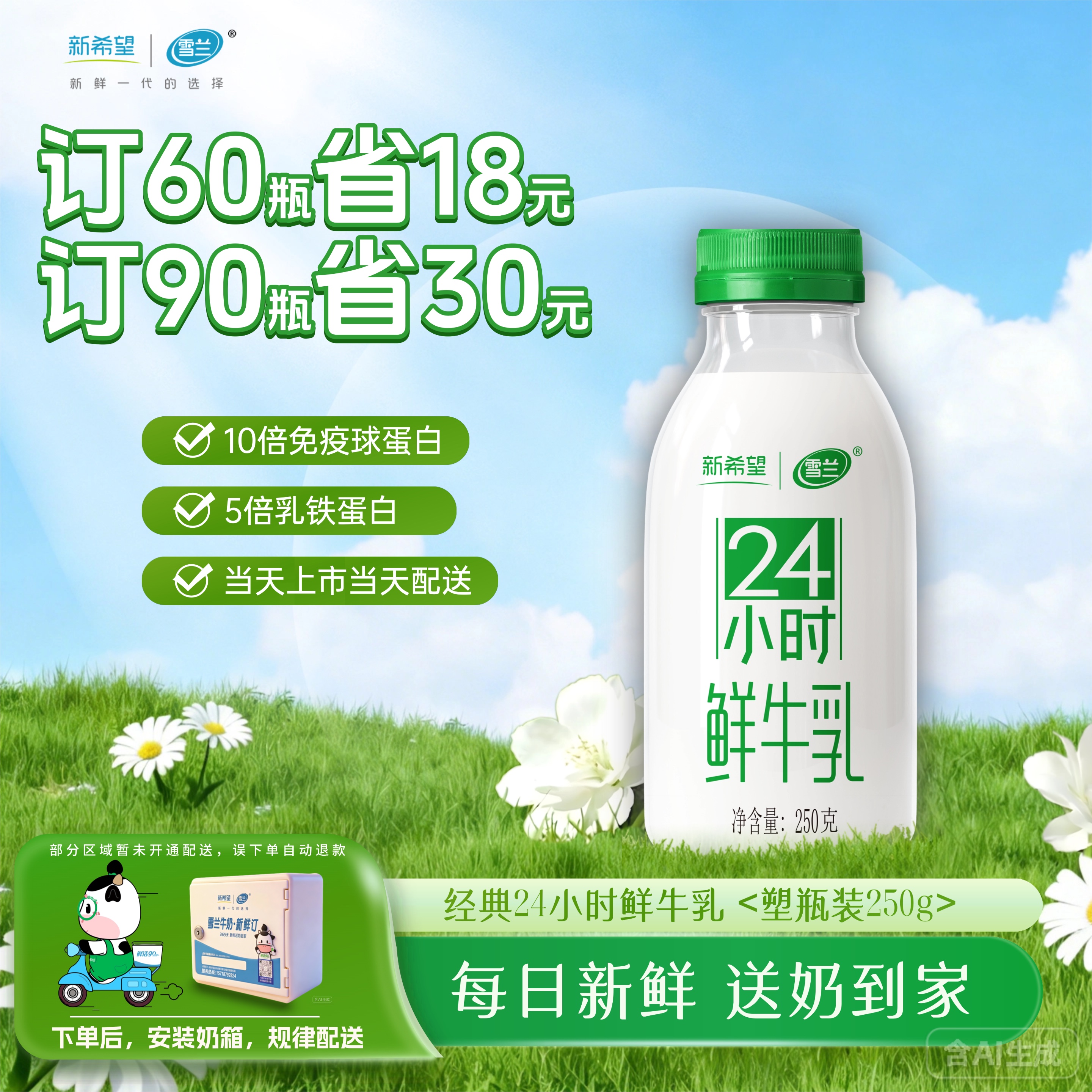 24小时鲜牛乳 | 塑瓶250g 订奶每日送奶上门
