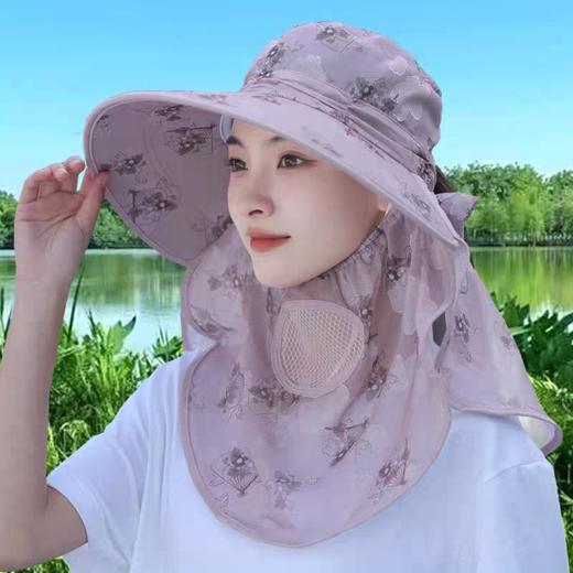 【透气不闷！全面防晒】2026新款女士夏季薄款防晒帽遮脸大檐采茶凉帽骑车防紫外线太阳帽。xb 商品图2