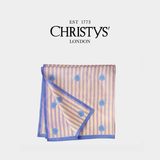 【新品】Christys'百年皇室品牌 100%桑蚕丝巾波点条纹小方巾 商品图4