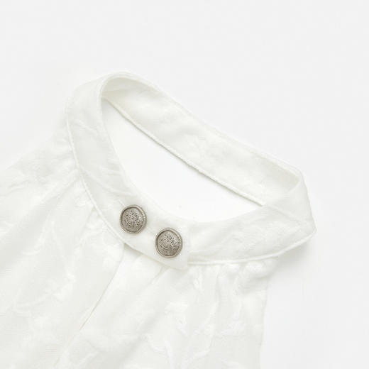 西遇挂脖无袖连衣裙女2026夏新款水滴领镂空提花收腰显瘦开衩长裙E0060267 商品图5