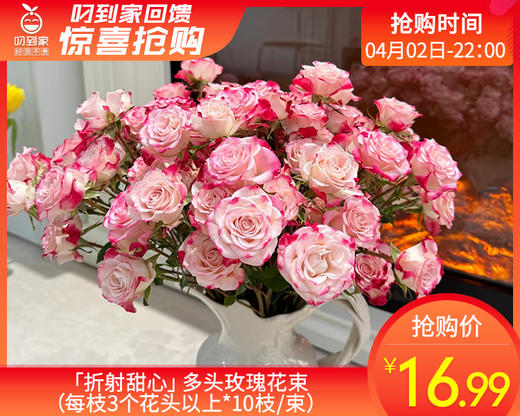 「折射甜心」多头玫瑰花束（每枝3个花头以上*10枝/束） 商品图0