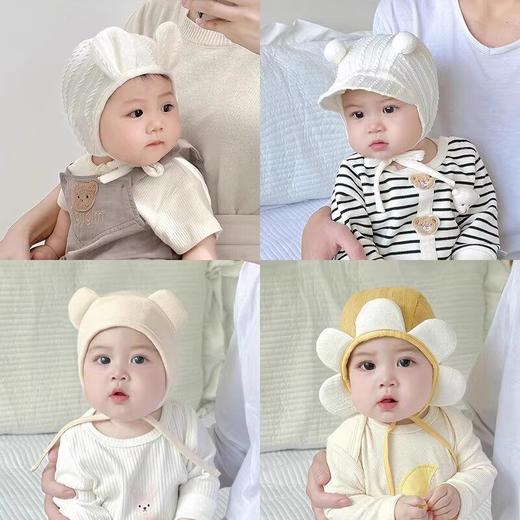 婴儿帽子夏季新生儿可爱男女宝宝春夏季婴幼儿棉质护耳小月龄胎帽 商品图1