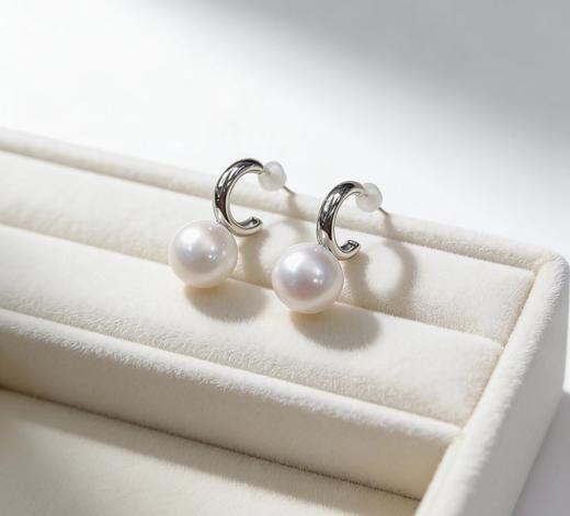正圆极简 10-11mm淡水珍珠耳钉 纯银 日常通勤 不挑人 [发：16] 商品图0