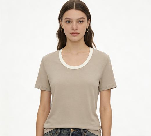 糯感醋酸绵羊毛高弹女士短袖T恤 商品图0