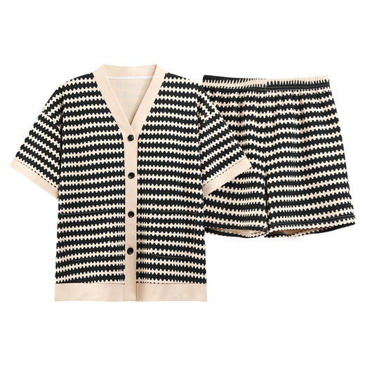 带胸垫卡通睡衣女夏季短袖短裤开衫和服棉质家居服女两件套装 商品图4