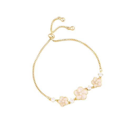 三彩2026新款浅粉滴釉立体花朵手链甜美轻法式温柔氛围感约会小众 商品图4